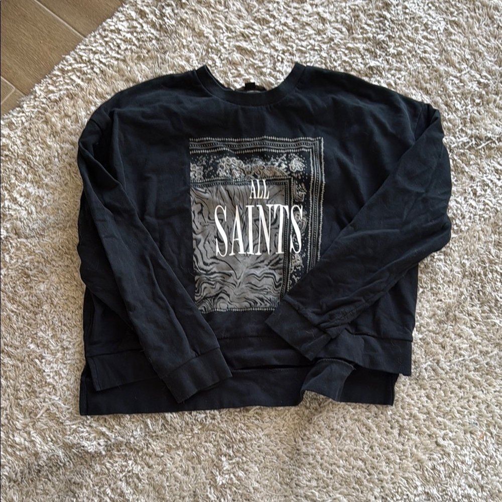 All Saints Black Graphic Sweatshirt